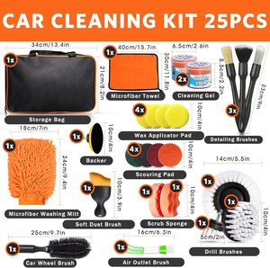 Kit de Limpieza de <span class=keywords><strong>Coche</strong></span> con Bolsa de Almacenamiento, <span class=keywords><strong>Cepillo</strong></span> de Tapicería, Almohadilla de Microfibra, <span class=keywords><strong>Cepillo</strong></span> de Rueda, 25 Unidades - Product Image 4
