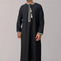 Kaftan brodé à manches longues pour homme, robe musulmane, vêtements islamiques marocains pour les occasions quotidiennes et religieuses