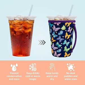 Portabicchieri in Neoprene Riutilizzabile con Manico, Personalizzabile con Logo, per Bevande Fredde da 16oz, 20oz, 22oz, 32oz - Product Image 3
