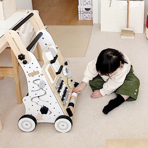 Qiaike pousser et tirer jouet d'éducation précoce jouet d'apprentissage bébé marcheur sensoriel activité en bois marchette bébé pour 6 <span class=keywords><strong>mois</strong></span>-3 ans - Product Image 2
