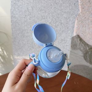 Gobelet d'apprentissage Kawaii pour enfants 330 ml, anti-fuite, réutilisable, sans BPA, bouteille d'eau en plastique pour enfants avec paille/poignée - Product Image 4