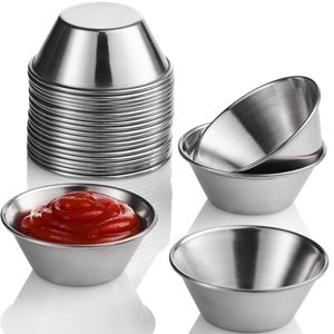 Artículos transfronterizos en stock, taza para salsa/condimento de 2.5 oz, plato para salsas de 1.5 oz, platillo pequeño de acero inoxidable 304. - Product Image 1