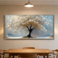 Peinture acrylique abstraite peinte à la main, Arbre de Vie, décoration murale pour salon, couleur Morandi