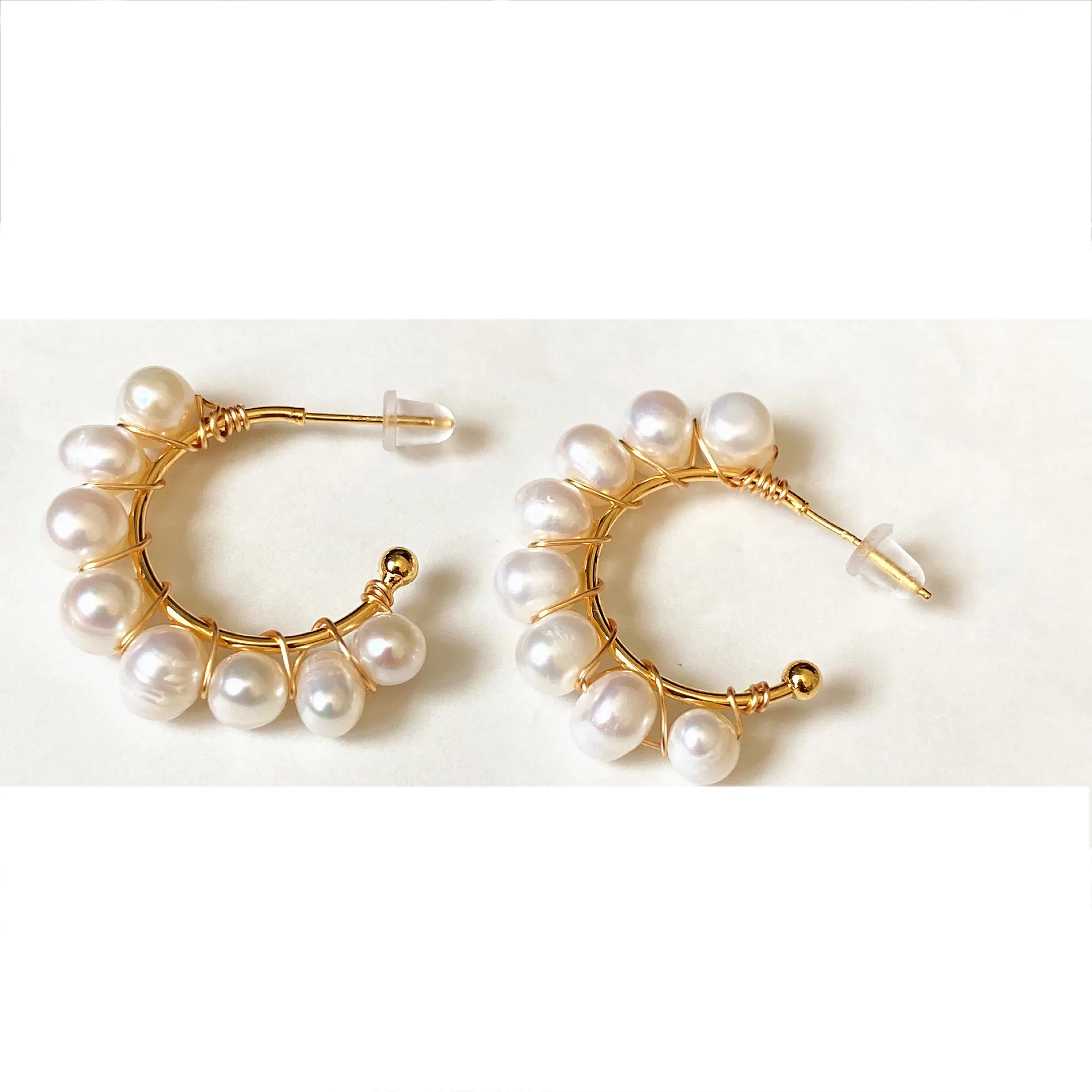 14K Gold Wire Natural Color Tourmaline And White Pearl Earrings Accessories