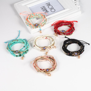 Pulseras de Cuentas para Mujer, Multicapa, con Ojo Turco, Cristal y Diamantes de Imitación, Estilo Boho, Regalo, Joyería, Accesorio de Moda - Product Image 1