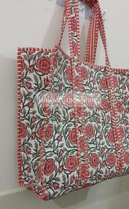 Bohemian Solid Color Cotton Reusable Tote Bag with Embroidery Pattern Open Top Shopping Bag All Seasons Use - Product Image 3