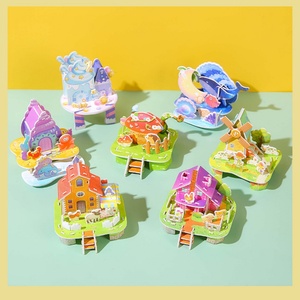 Puzzle 3D en carton à assembler soi-même, maison créative stéréoscopique, jouet en papier fait main pour étudiants de 5 à 7 ans, thème dessin animé - Product Image 6