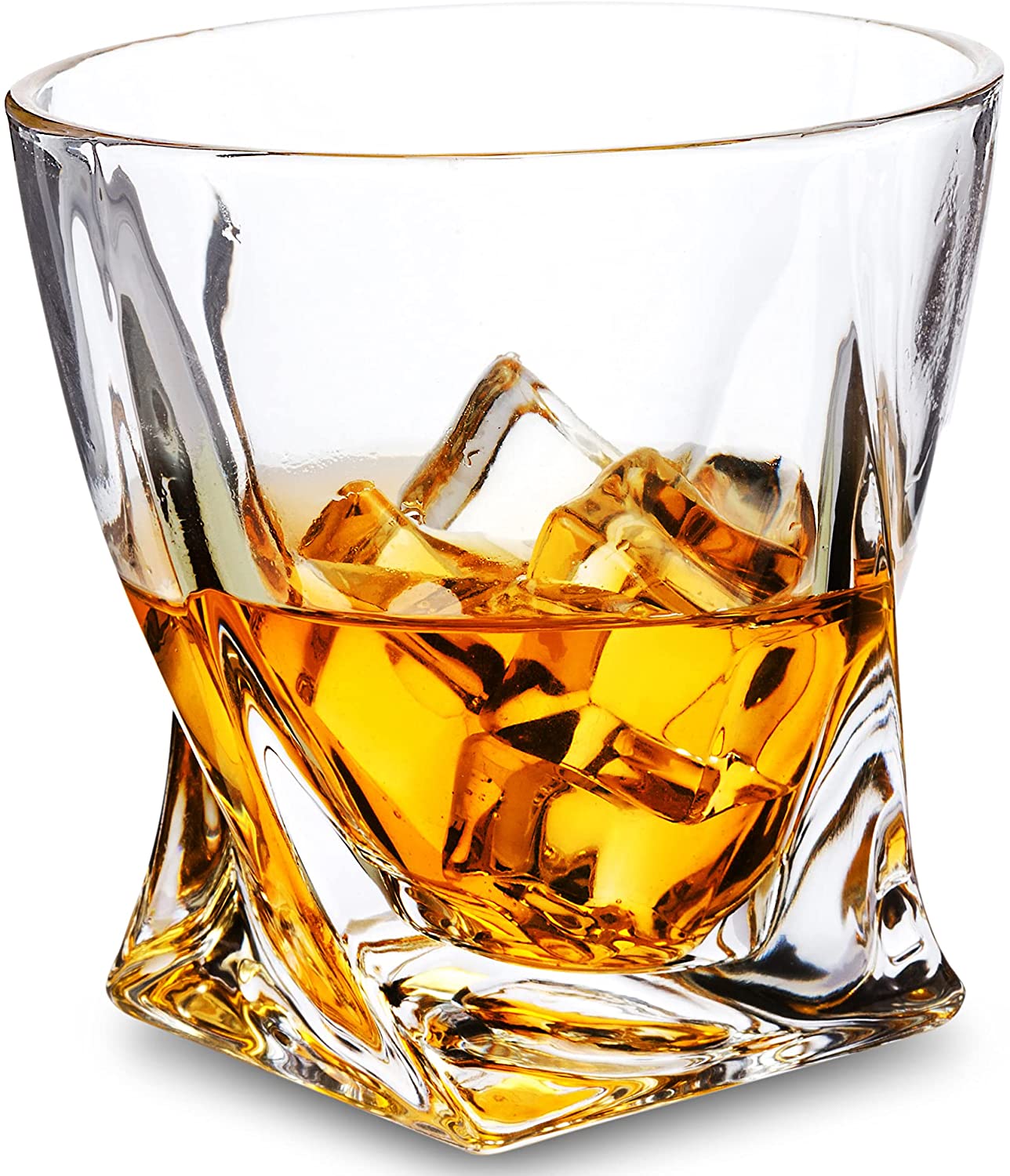 Haonai 10oz Crystal Whisky Gläser Premium Twisted Whisky Gläser Old Fashioned Lowball Tumbler Whisky Glas