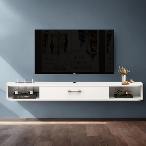 Meuble <span class=keywords><strong>TV</strong></span> flottant Console multimédia murale 120-160cm de longueur en option, meuble <span class=keywords><strong>TV</strong></span> de divertissement blanc moderne pour salon - Product Image 5
