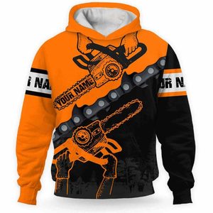 High Quality Arborist Orange <strong>Chainsaw</strong> Custom Name 3D Print <strong>Hoodie</strong> for <strong>Men</strong> Outdoor Work Streetwear Hot Brand Hoodies for <strong>Men</strong> - Product Image 2