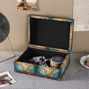 Retro European Style Wooden <b>Storage</b> <b>Box</b> Stackable With Lid Desktop Decorative Organizer For Living Room Bedroom Study Jewelry - Product Image 4