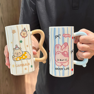 Mug en céramique mignon à motif de dessin animé avec poignée pour café, petit-déjeuner, lait, cadeau pour femme, usage au bureau, printemps 2025 - Product Image 4
