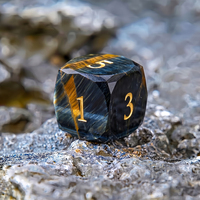 Dés à six faces en œil de tigre bleu D20, œil de faucon multi-facettes, grand polyédrique à bords tranchants, pierre naturelle faite à la main pour DND TRPG