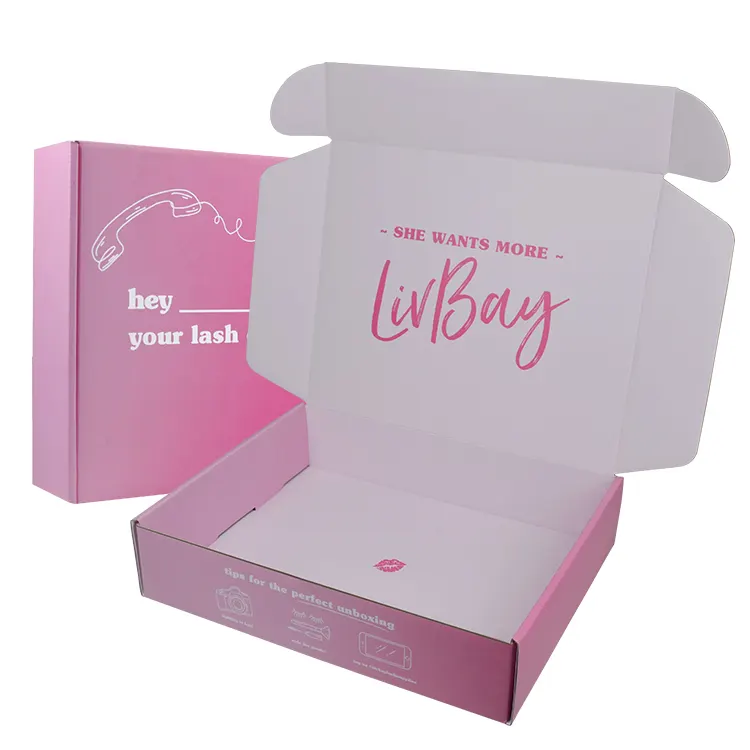 Симпатичные розовые почтовые ящики для упаковки ресниц под заказ с вашим логотипом