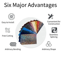 Self-Adhesive Water Ripple Decorative Film Plastic Metal Wave Background Wall Mirror for Wedding & Home Ceiling Wall Decor