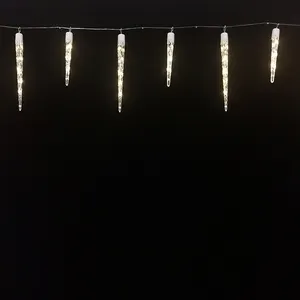 Luci a stringa per ghiacciolo a led in cristallo per interni ed esterni collegate con lampada per ghiacciolo bianca per decorazioni natalizie