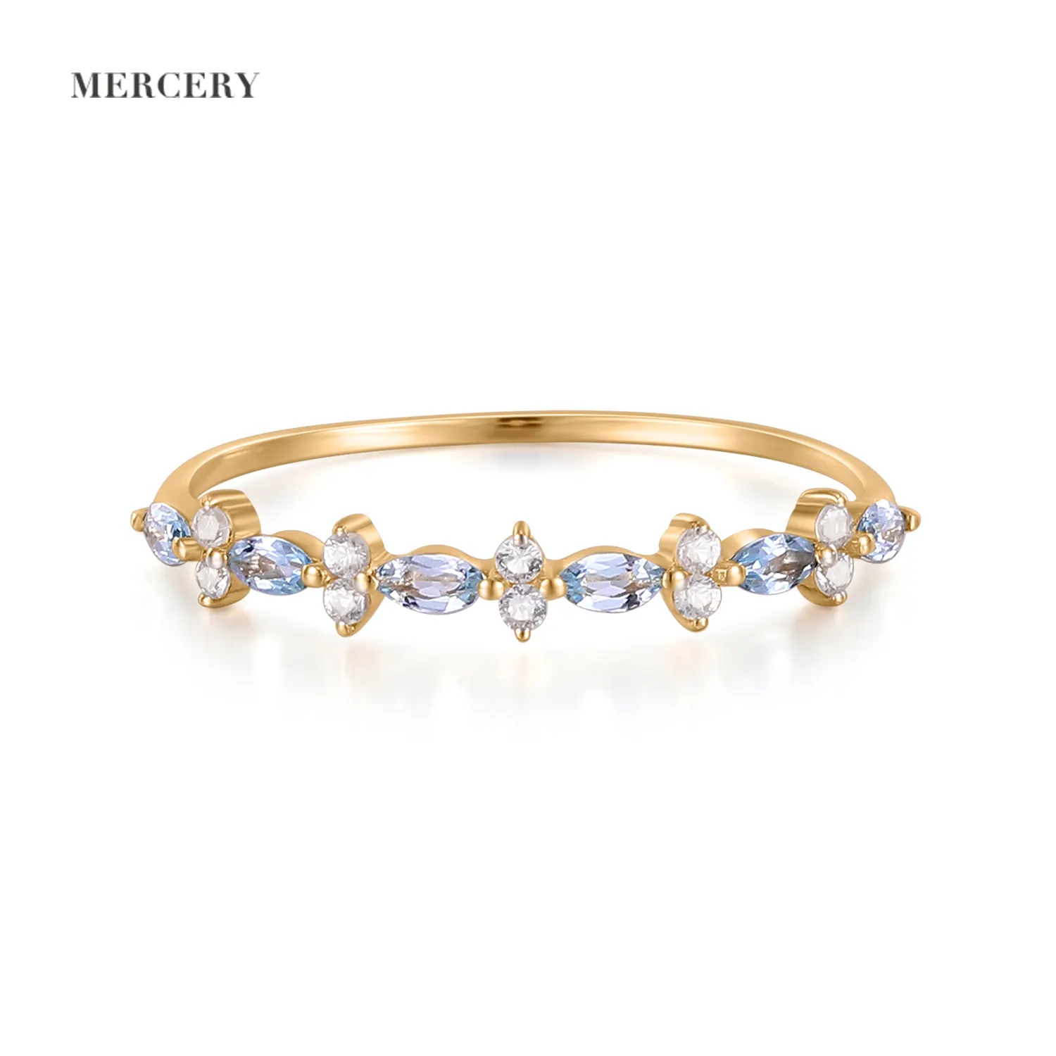 Mercery-joyería de moda para mujer, anillos de piedras preciosas de oro sólido de 14K con diseño bonito, 2022