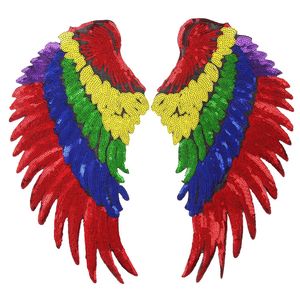 Customized <strong>Rainbow</strong> Color Wings <strong>Sequins</strong> Sew on Patch Embroidered Applique Wings for Cloth Decoration - Product Image 4