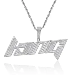 Factory Price can be customized DIY blade lettering combination 925 sterling silver Mozambique diamond necklace pendant