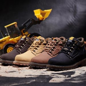 Botas de Cuero Estilo Martin, Punta Redonda, Cierre de Cordones, Suela de Goma, Entresuela de EVA, Color Sólido, para Todas las Temporadas - Product Image 1