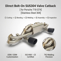 ING SUS304 Échappement arrière à soupapes pour Porsche 718 GT4 982 4.0L 9A2 Evo 2019-2023 |   Échappement à fixation par boulons avec embouts en fibre de carbone, vente en gros