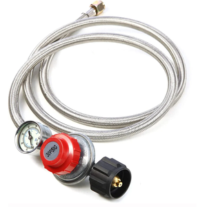Régulateur haute pression 0-30psi Régulateur de bouteille de gaz <span class=keywords><strong>propane</strong></span> réglable <span class=keywords><strong>avec</strong></span> <span class=keywords><strong>tuyau</strong></span> tressé en acier inoxydable - Product Image 2