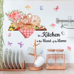 Nuevas Pegatinas de Pared Autoadhesivas con Diseño de Rosas y Mariposas, Color Rosa, para Decoración de Cocina y Mesa - Product Image 2