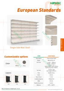 Highbright Black Curved Frame Multi-Layer Single Sided Retail Wall Gondola Shelving for Supermarkets and Retail Stores - Product Image 5
