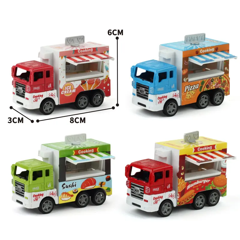 Wholesale food truck pull back Alloy toy container truck Die Cast car model