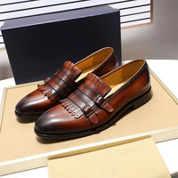 Chaussures décontractées pour hommes à livraison rapide, en cuir antidérapant, chaussures habillées pour hommes, chaussures à pampilles tendance en cuir PU souple, chaussures de mode en cuir