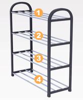 Vente chaude pliable pas cher étagère à chaussures vêtements Portable 4 niveaux 4 couches supports mentaux pour l'entrée du salon