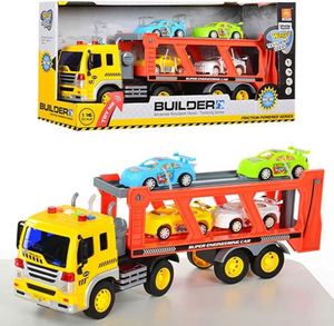 Camion de transport de véhicules à friction en plastique avec lumières et sons pour enfants - Product Image 2