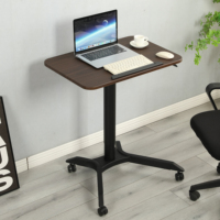 Bureau d'ordinateur portable ADA Furniture en métal, pneumatique, mobile, pliable, pour la maison ou le bureau, hauteur réglable, angle inclinable de 0 à 90°, 4 roues verrouillables