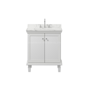 Meuble-lavabo moderne autoportant en bois massif et contreplaqué, laqué PU, 30/36 pouces, étanche, avec miroir mural et vasque en porcelaine - Product Image 4