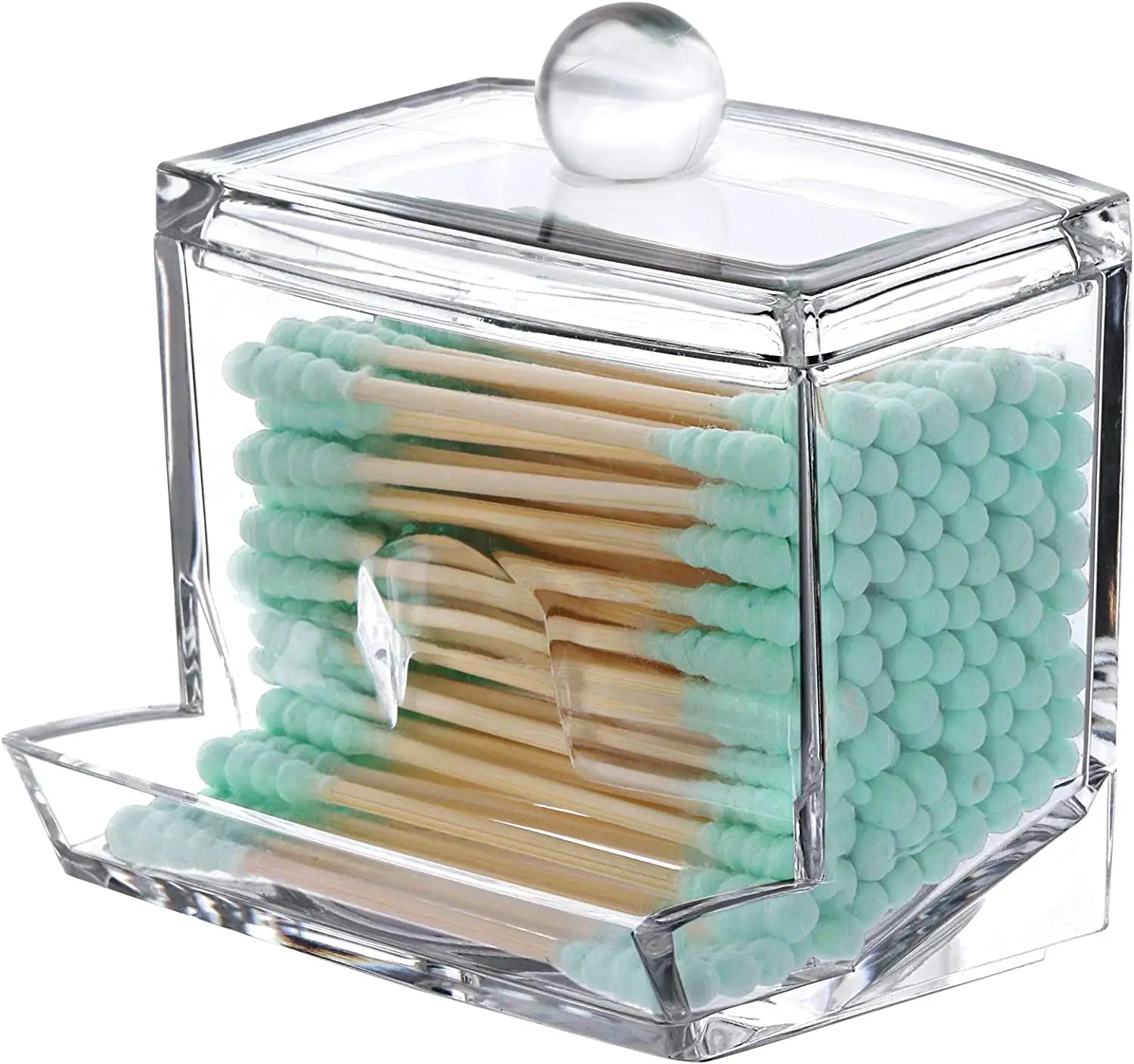 Organizzatore da bagno piccolo in acrilico trasparente per cuscinetti per il trucco e stuzzicadenti Dispenser Qtip supporto per tampone di cotone con coperchio