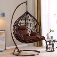 Fauteuil suspendu en forme d'œuf pour extérieur, patio, balcon, hamac en rotin, fauteuil de détente individuel pour intérieur avec support et coussin