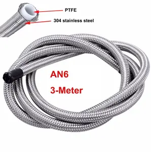 SAE J1401 An3 6.35mm 3.56mm Stainless Braided Ptfe Smooth Brake Hose For Car Truck