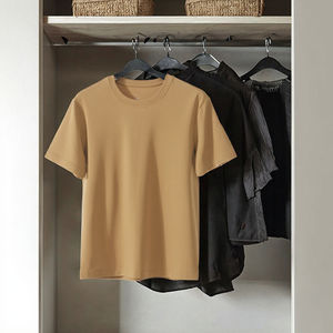 Men's 80 Count Short-Sleeved Polyester/Cotton <b>T</b>-<b>Shirt</b> 180 Gram Solid O-Neck Regular Fit Smart Casual Anti-shrink Hand Drawn - Product Image 3