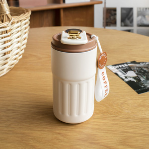 Termo para Café de 350 ml, Taza de Viaje Aislada de Acero Inoxidable con Tapa y Correa para Uso Diario - Product Image 2