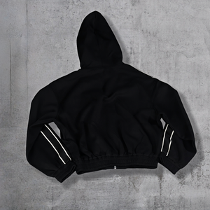 Sweat à capuche personnalisé à fermeture éclair, coupe ample, style vintage, streetwear, épaules tombantes, design à rayures, sweat à capuche pour hommes - Product Image 4