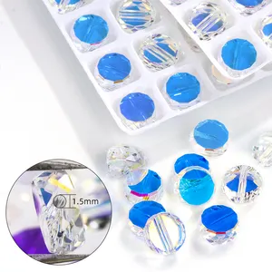Produk Berlian Imitasi DIY Kustom Mewah Longgar 8Mm Kristal Ab Manik-manik Bulat Kaca Batu Baru dengan Lubang untuk Pakaian Penanda Perhiasan