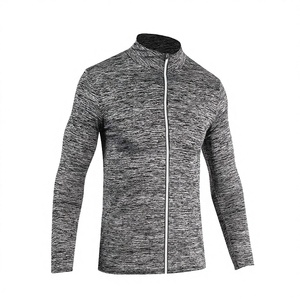 Customize Winter Outdoor Workout Training Sports Wear Slim Zip <b>Top</b> <b>Long</b> <b>Sleeve</b> Quick Dry Sweat-Wicking <b>Men</b> Fitness Gym Shirt - Product Image 3