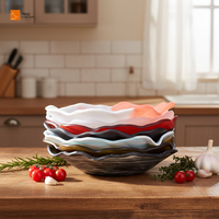 Bol en polyrésine fait main, écologique, durable, moderne, lavable, sûr pour les aliments, motif tourbillon bleu ciel aqua, pour salade, fruits, légumes, fête