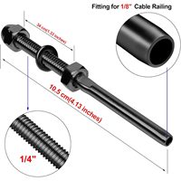 316T stainless steel cable railing threaded stud tensioner receiver round cover female terminal straight rod connector