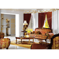 Ensemble de canapé de salon sculpté à la main de style royal classique meubles en tissu en bois haut de gamme pour un usage domestique