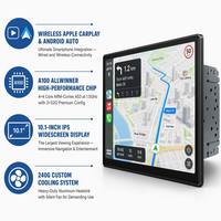 Écran tactile LCD IPS 10,1 pouces 1024x600 pour voiture avec CarPlay sans fil, Android Auto et caméra de recul