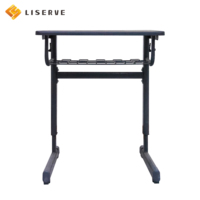 Table d'école Liserve moderne et durable avec cadre en métal, pieds en L et dossier solide pour adolescents, idéale pour les écoles et les maisons