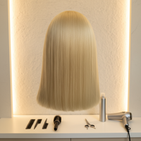 Coup de ciseaux Golden BOB, cheveux courts 100 % naturels, doux et lisses, parfaits pour l'été.