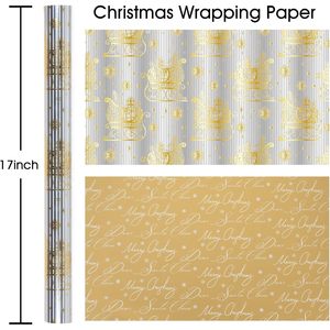 Christmas Wrapping Paper Reversible Silver Gold Sled Design 17 In X 32.8 Ft Roll Gift Craft Use - Product Image 4