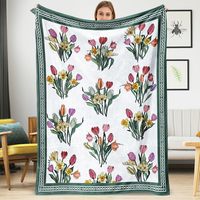 Plaid en flanelle tissée à motifs floraux, couverture décorative rectangulaire pour canapé, literie printemps-automne